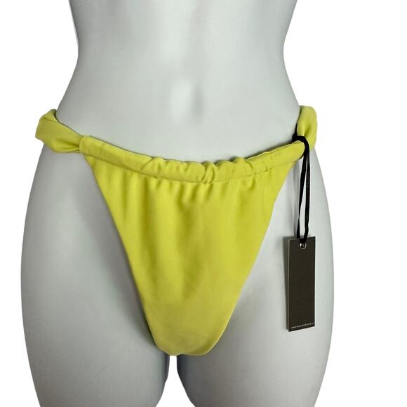 Lovers + Friends Yellow Brazilian Bikini Bottom SMALL High Cut Adore You $68 NEW - Picture 4 of 7
